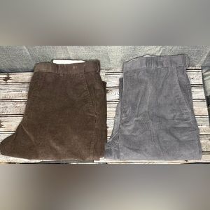 adjust a band expandable corduroy pants trousers Size 36 Gray & Brown (2 Pairs)